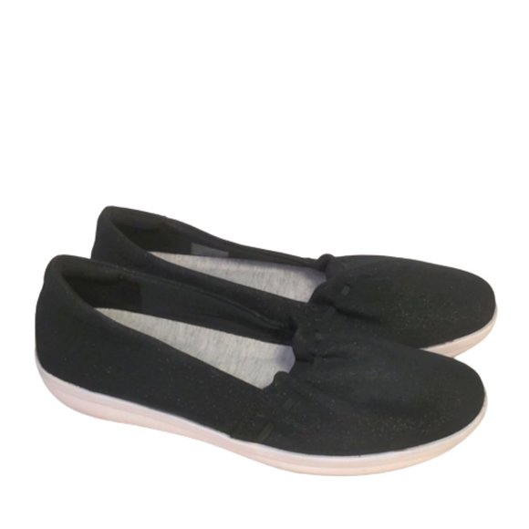 Cloudsteppers by Clarks Black Ballet Shimmer Gathered Flats Size 7 - Picture 1 of 10